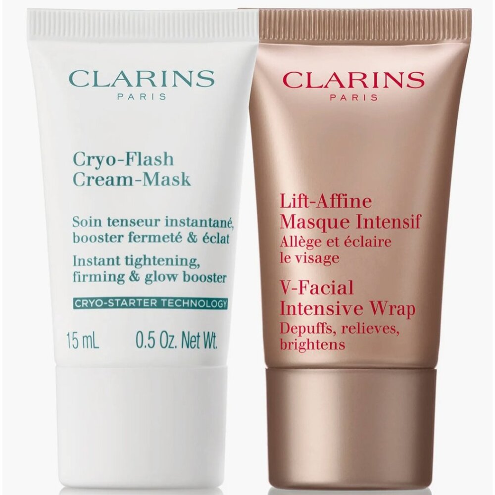 New CLARINS Masks - CRYO-FLASH Cream + V-FACIAL LIFT Intensive Wrap